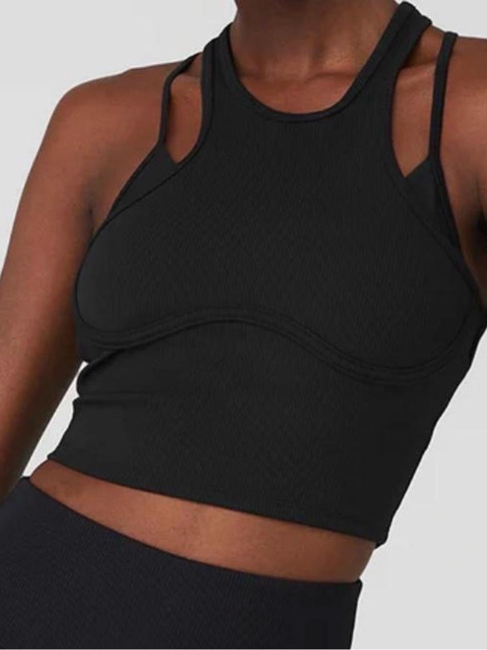 ALO Yoga Black Ribbed Crop Bralette Tank size S